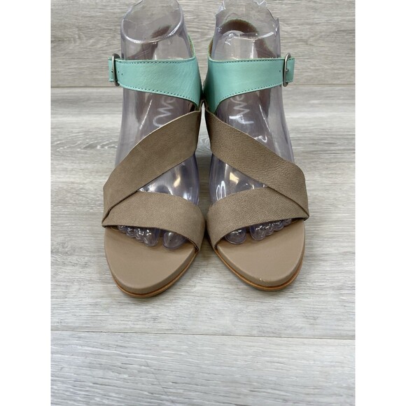 EMU Australia Ever Women's Brown Suede Turquoise Heel Sanal 8 Ankle Strap Shoes - Picture 2 of 10